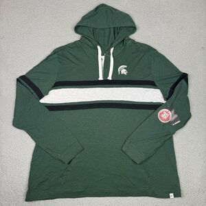 Michigan State Spartans Shirt Mens 3XL Green Colosseum Henley Hoodie Tee NWT New